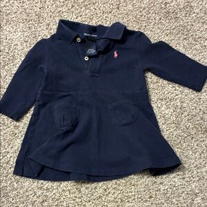 Ralph Lauren Kids Polo Dress in Navy with Pink Logo - 12 Month